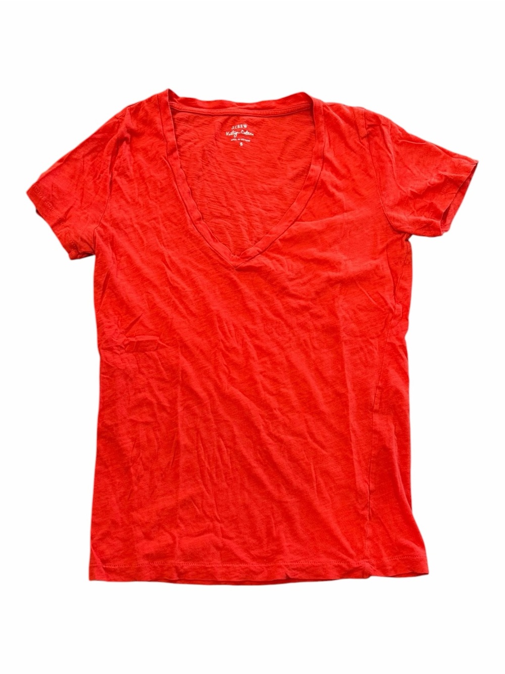 J. Crew Orange Vintage Cotton V Neck Tee S